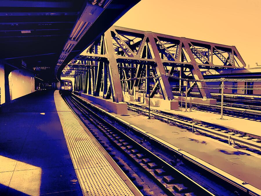 Train Station with Iron Bridge Photograph - On the Tracks by Onedayoneimage Photography