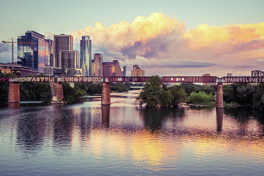 Austin Skyline at Sunset Photograph - One Minute Burn by Slow Fuse Photography