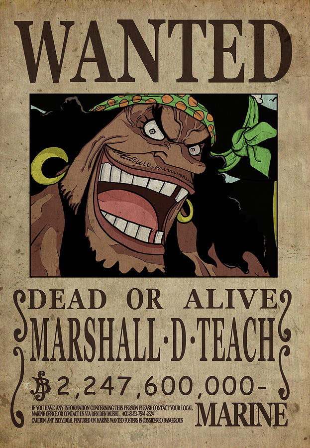 One Piece Wanted Poster - BLACKBEARD Digital Art by Niklas