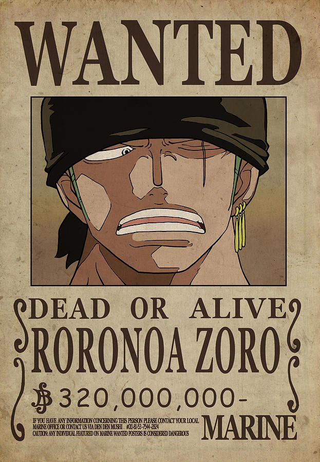 One Piece Wanted Poster - ZORO Digital Art by Niklas Andersen
