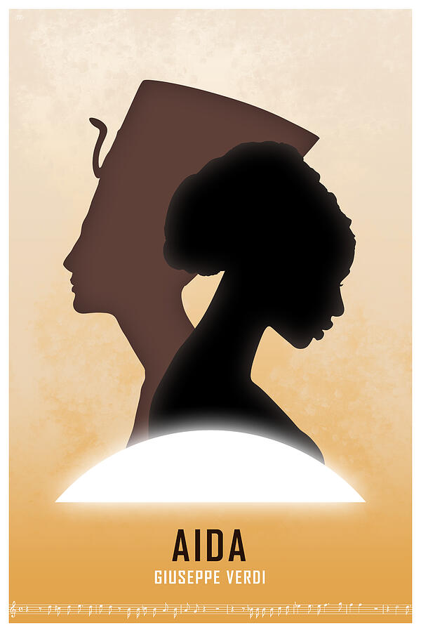 Aida Opera Silhouettes Digital Art - Opera poster - Aida by Giuseppe Verdi by Moira Risen