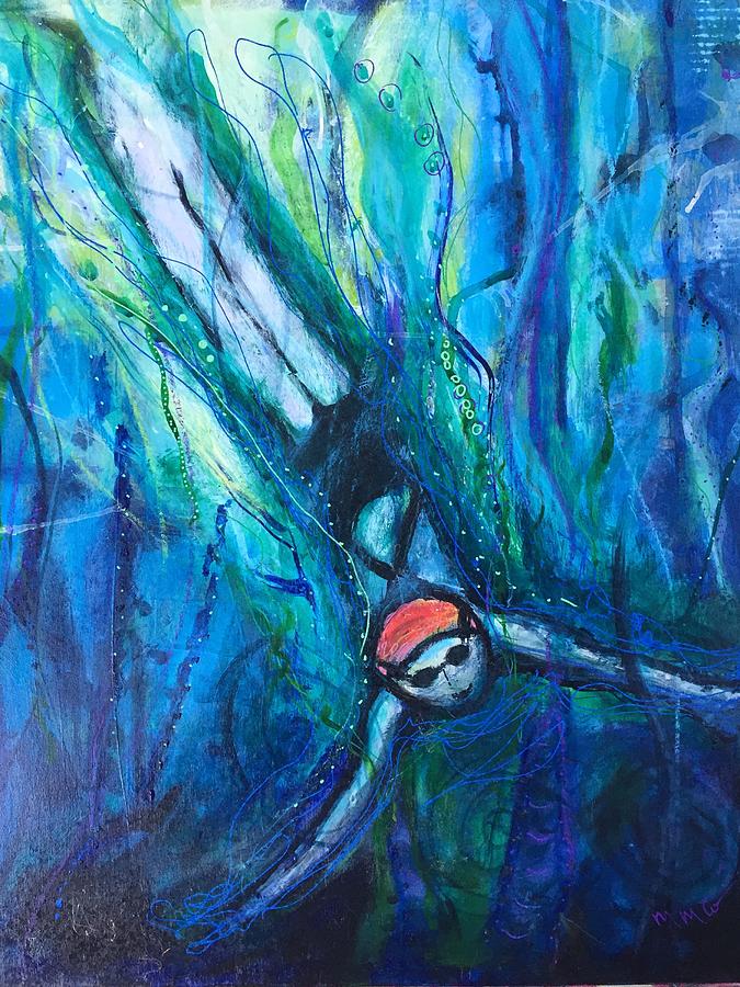 Orange Cap Dive Mixed Media by Mary Conner