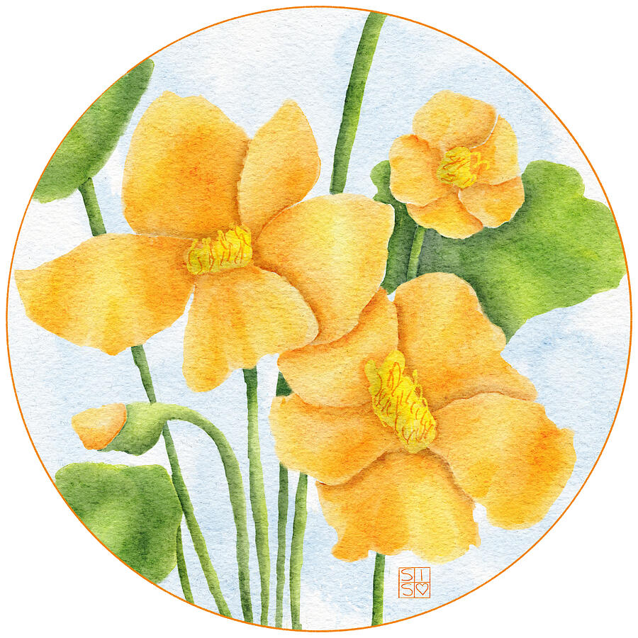 Orange Nasturtium Flowers in Bloom Digital Art by Snow Iris Studio