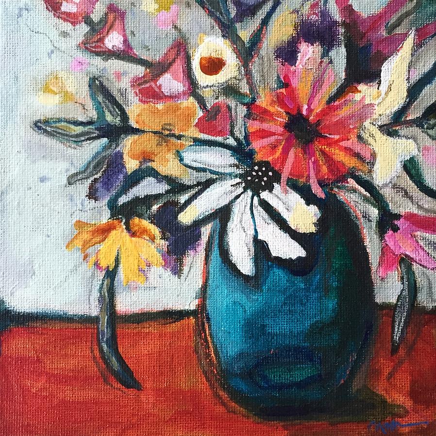 Orange Table Mixed Media by Mary Conner