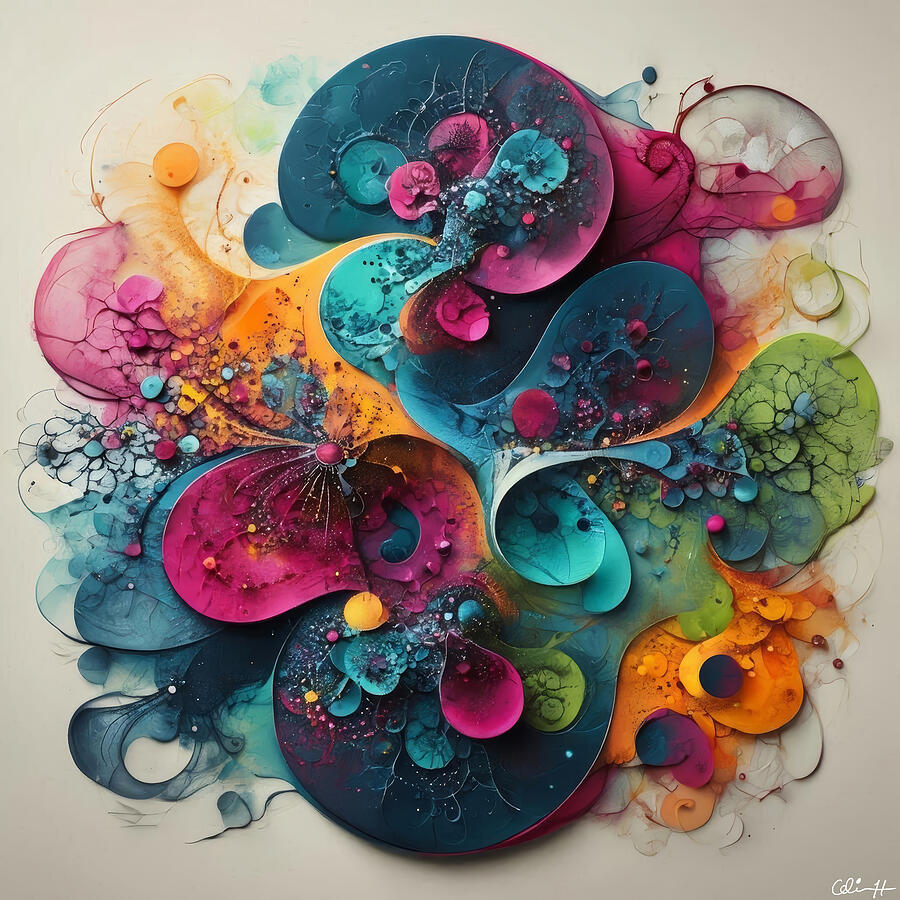 Vibrant Abstract Swirls and Shapes Digital Art - Certified Organic by Colin Hardman
