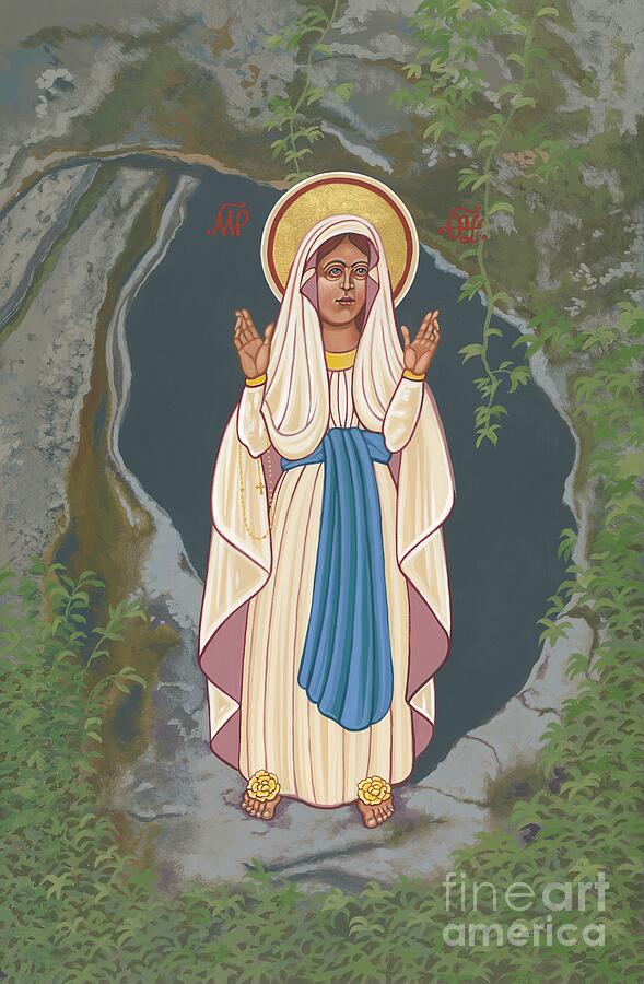 Religious Icon in a Rock Niche Painting - Our Lady of Lourdes 350 by William Hart McNichols