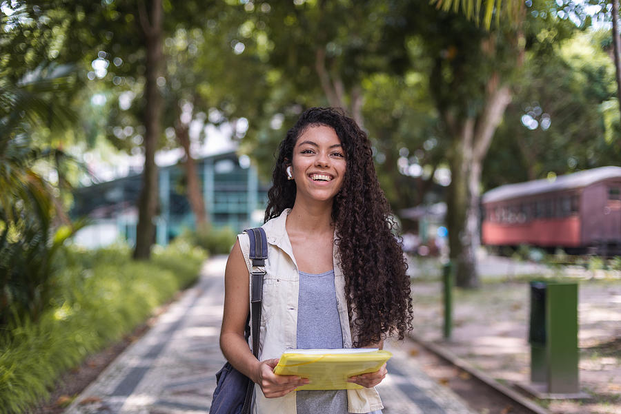 Outdoor portrait of a female university student Photograph by Wagnerokasaki