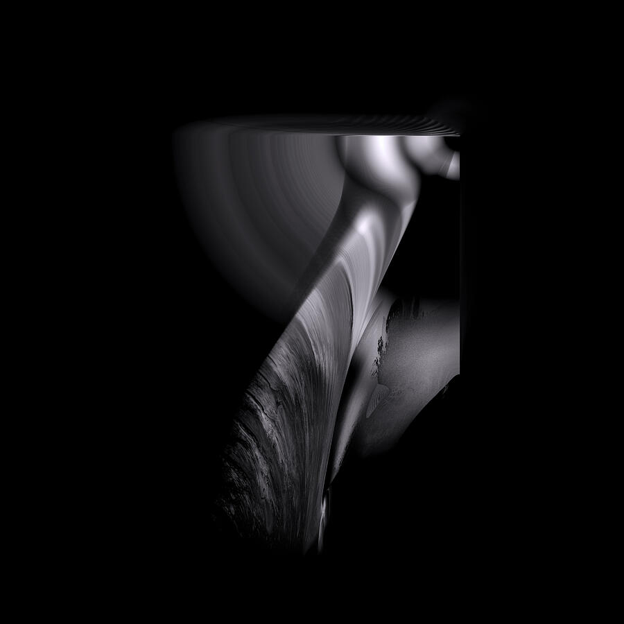 Abstract Silhouette on Black Digital Art - Outside the Box by Vic Eberly