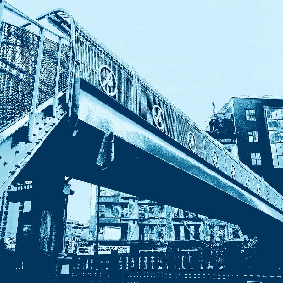 Modern Urban Footbridge Photograph - Overpass in Blue by Onedayoneimage Photography