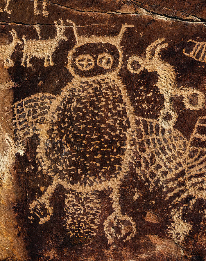 Owl Petroglyph Close Up, Vertical - Nine Mile Canyon, Utah Photograph by Abbie Warnock