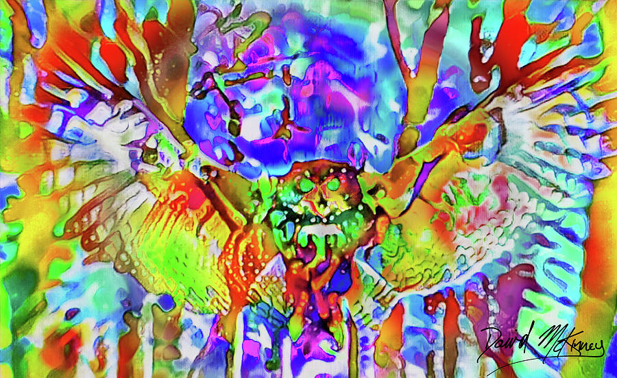 Owl Wings Open Color Variant 2 Digital Art by David McKinney