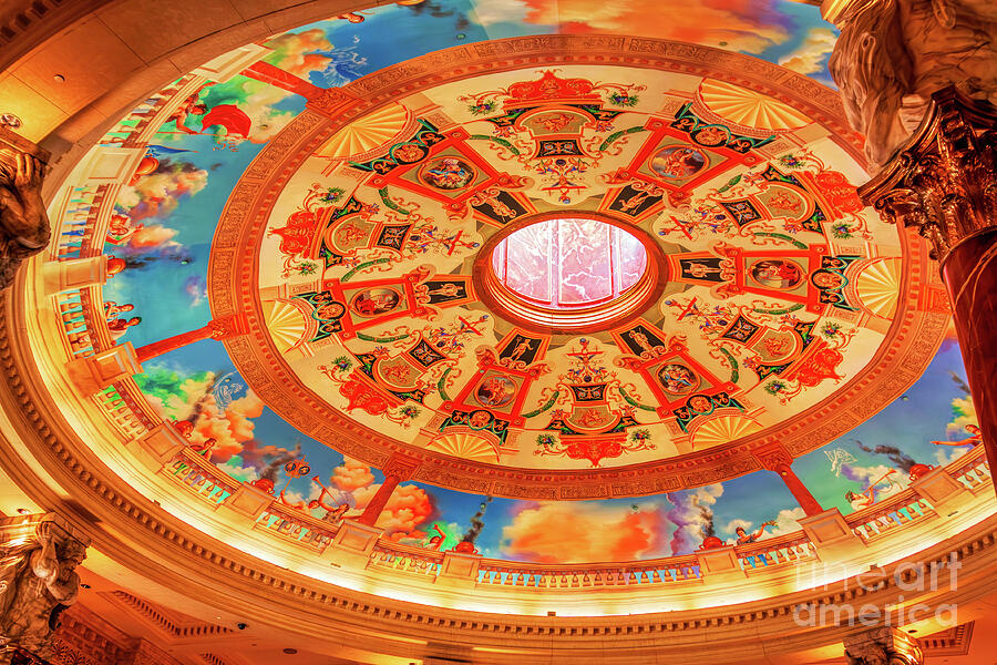 Painted Dome Ceiling - Forum Shops Caesars Palace Las Vegas Photograph by Tatiana Travelways