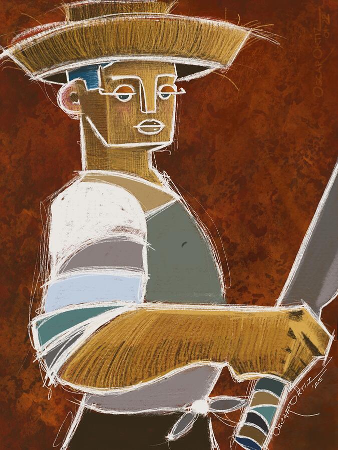 Warrior with Straw Hat Digital Art - Paladin de la Cultura by Oscar Ortiz