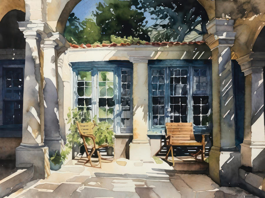 Patio Chair with a Plant on It Digital Art by Eris And AI