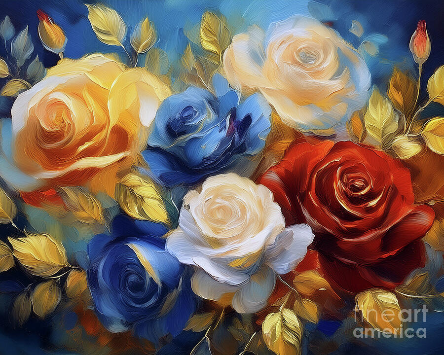 Patriot Roses Ai Art by Macro Abundance