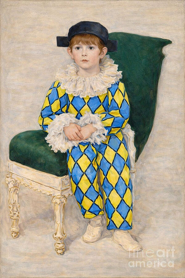 Paul as Harlequin 1924 Painting by Pablo Picasso - Metal Posters