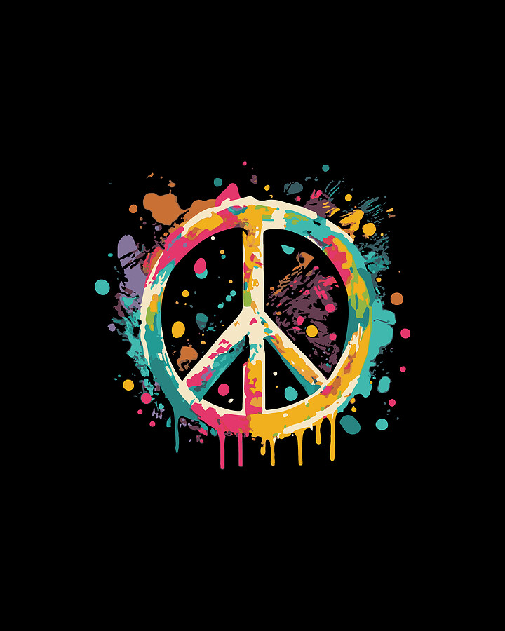 Peace Sign Paint Splatter Graffiti Digital Art by Flippin Sweet Gear