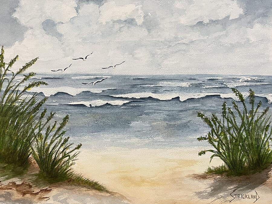 Peaceful Beach Painting by Judy Strickland