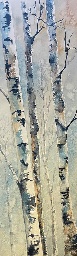 Peeking Through the Aspens Painting by Judy Strickland