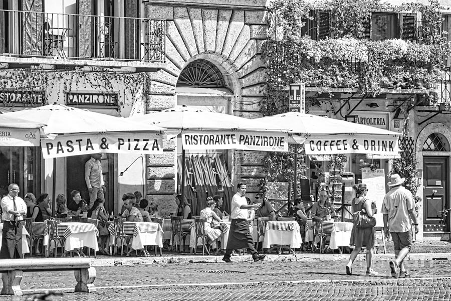 People Dining Outside An Osteria on the Square - Italy Photograph by Stefano Senise