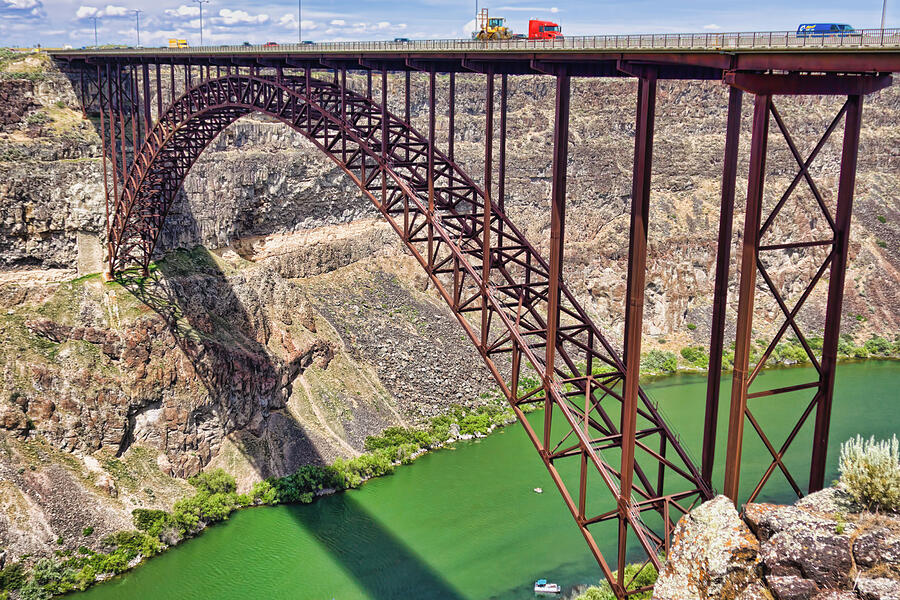 Dramatic Gorge Bridge View Photograph - Perrine Bridge, Twin Falls, Idaho by Tatiana Travelways