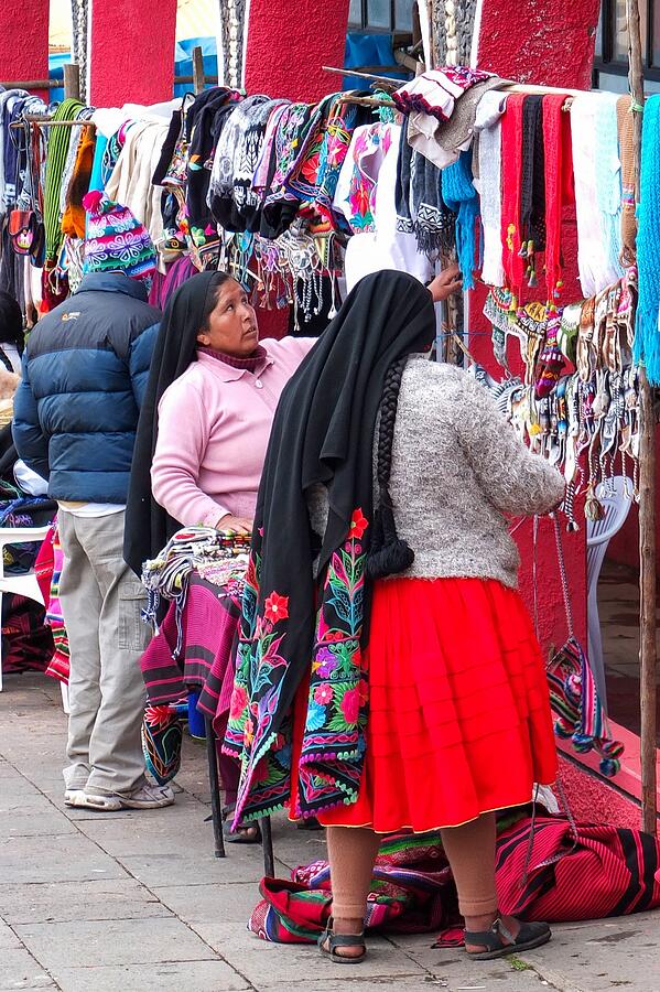 Peru, Colorful Textile Market at Lake Titicaca Photograph by Travel Essayist