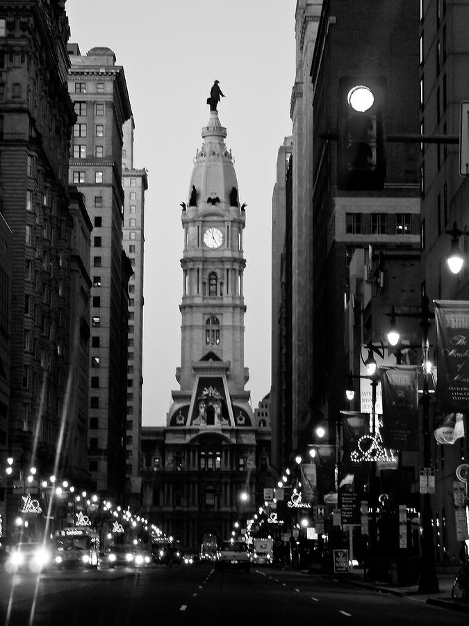 Philadelphia City Hall at Night Photograph - Philadelphia City Hall by Louis Dallara