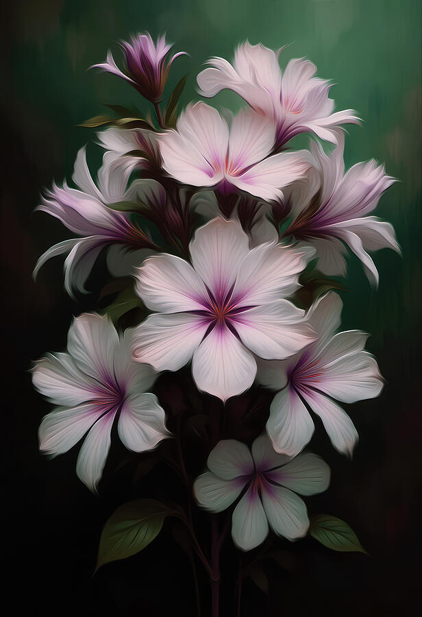 Delicate Blossoms in Vibrant Colors Digital Art - Phlox Flower Wall Art by Nature Oil Painting