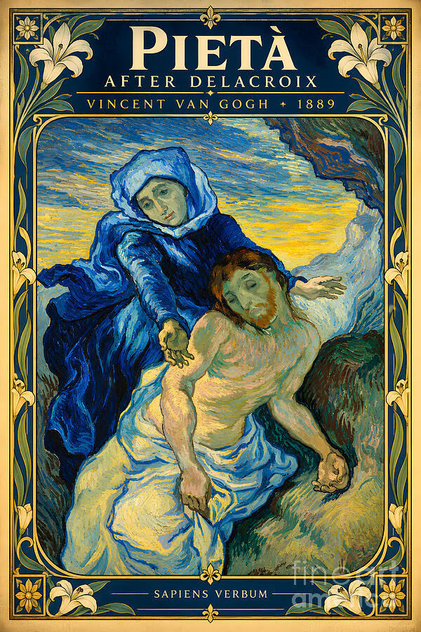 Pieta (after Delacroix) vintage art poster by Sapiens Verbum