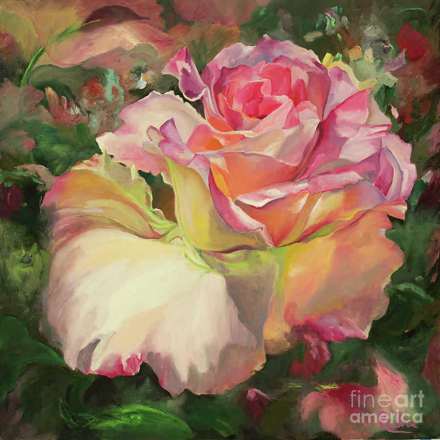 Pink Rose Painting by Radha Rao