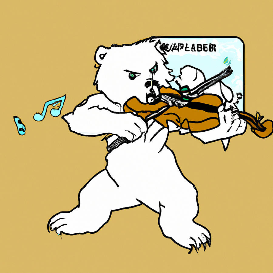 Polar Bear Fiddler Mixed Media by Bencasso B