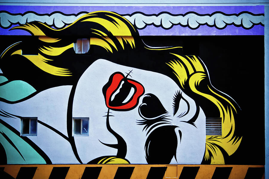 Pop Art Style Wall Mural Photograph - Pop Art Skull Face Mural - Downtown Las Vegas by Tatiana Travelways