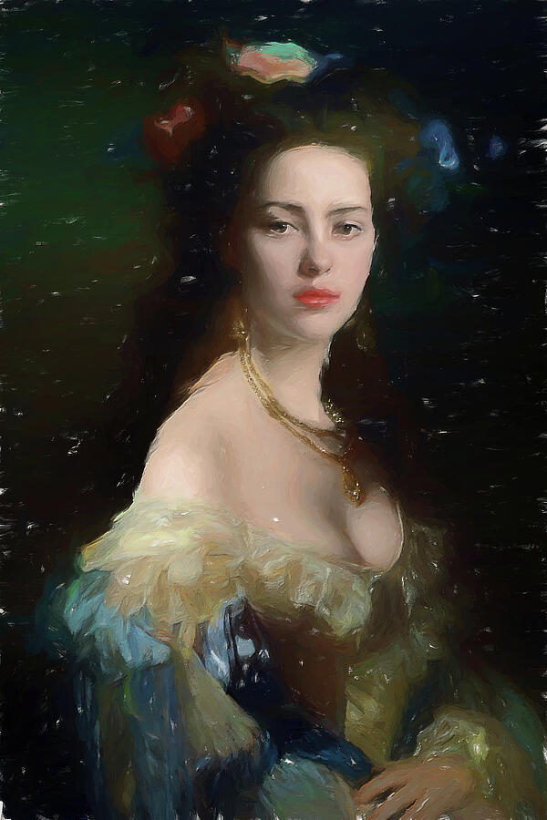 Elegant Lady in Historical Attire Digital Art - Portrait of Barbara Dmitrievna Mergassov by Nature Oil Painting