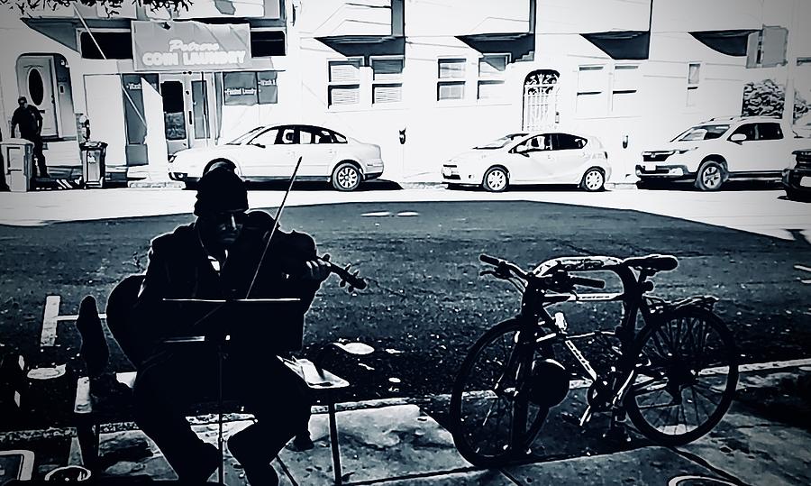 Potrero Hill busking 1 Mixed Media by Bencasso B