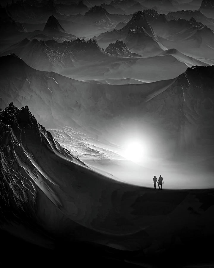Mysterious Mountain Landscape at Dawn Photograph - Power of love by Sofie Conte