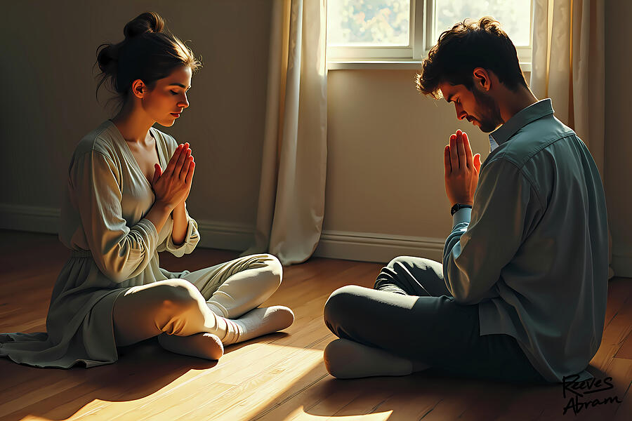 Praying Couple in Quiet Surrender Photograph by Reeves Abram - Pastor Reeves Studio - Metal Posters