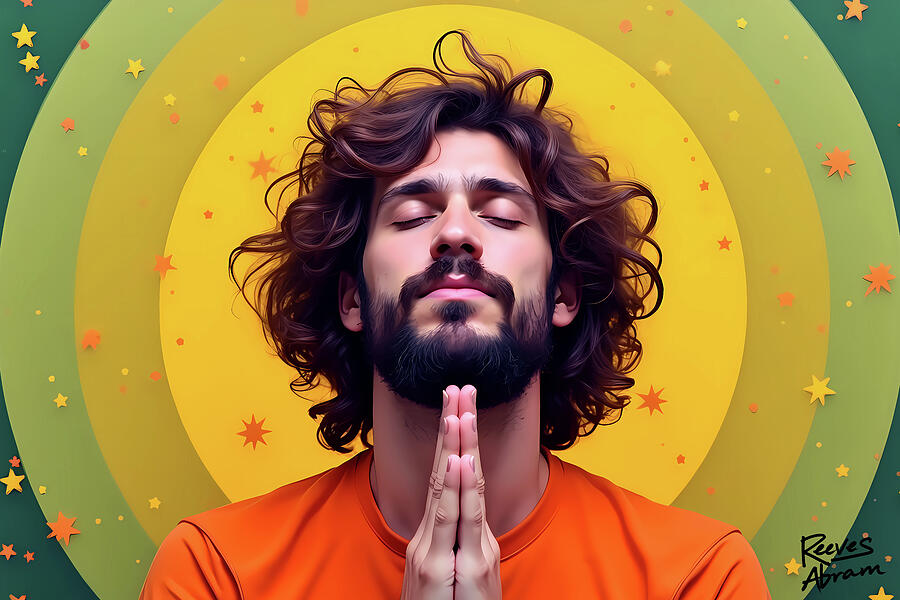Praying Man Digital Art by Reeves Abram - Pastor Reeves Studio - Metal Posters