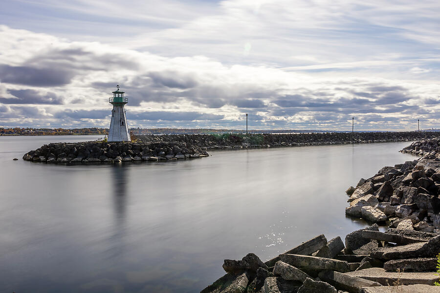 Lighthouse by the Shoreline Photograph - Prescott Marina and Lighthouse View 5 by John Twynam
