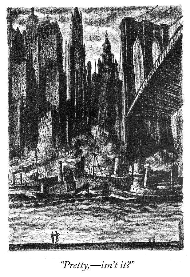 Cityscape with Large Bridge Drawing - Pretty, Isnt It? by Reginald Marsh