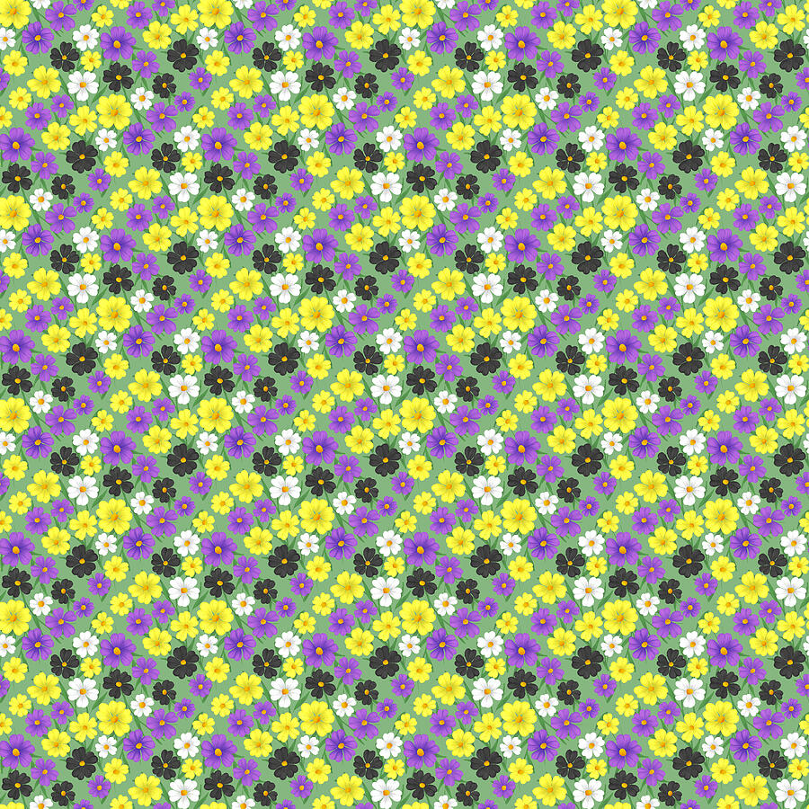 Pride Floral Pattern Collection - Nonbinary Pride Flag Digital Art by Snow Iris Studio