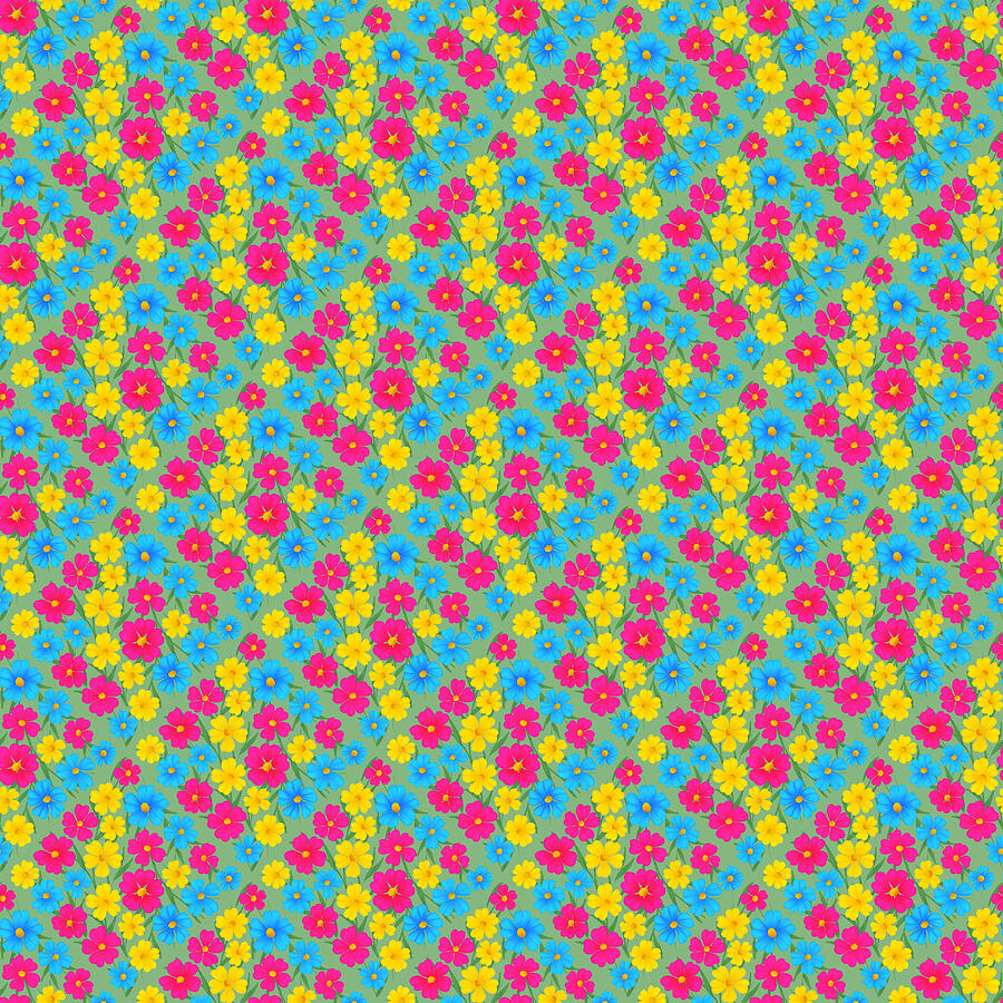 Pride Floral Pattern Collection - Pansexual Pride Flag Digital Art by Snow Iris Studio