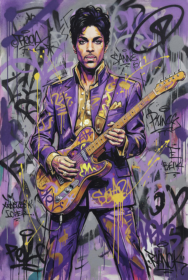 Prince Abstract Poster Prince Graffiti Portrait Digital Art by SampadArt Gallery - Metal Posters