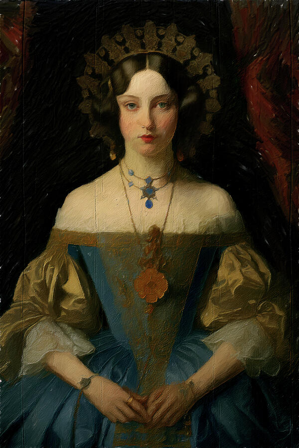 Renaissance Royal Portrait Digital Art - Princesse de Broglie Painting by Nature Oil Painting