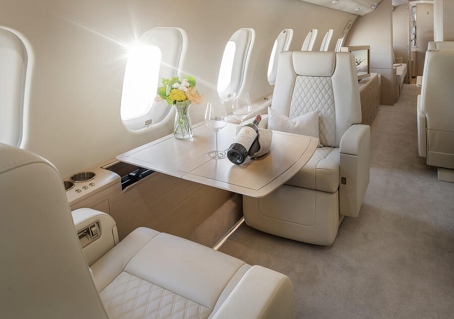 Luxury Private Jet Cabin Photograph - Private Jet Elegance in Soft Natural Light by Dave Koch by Dave Koch - Aircraft Photography