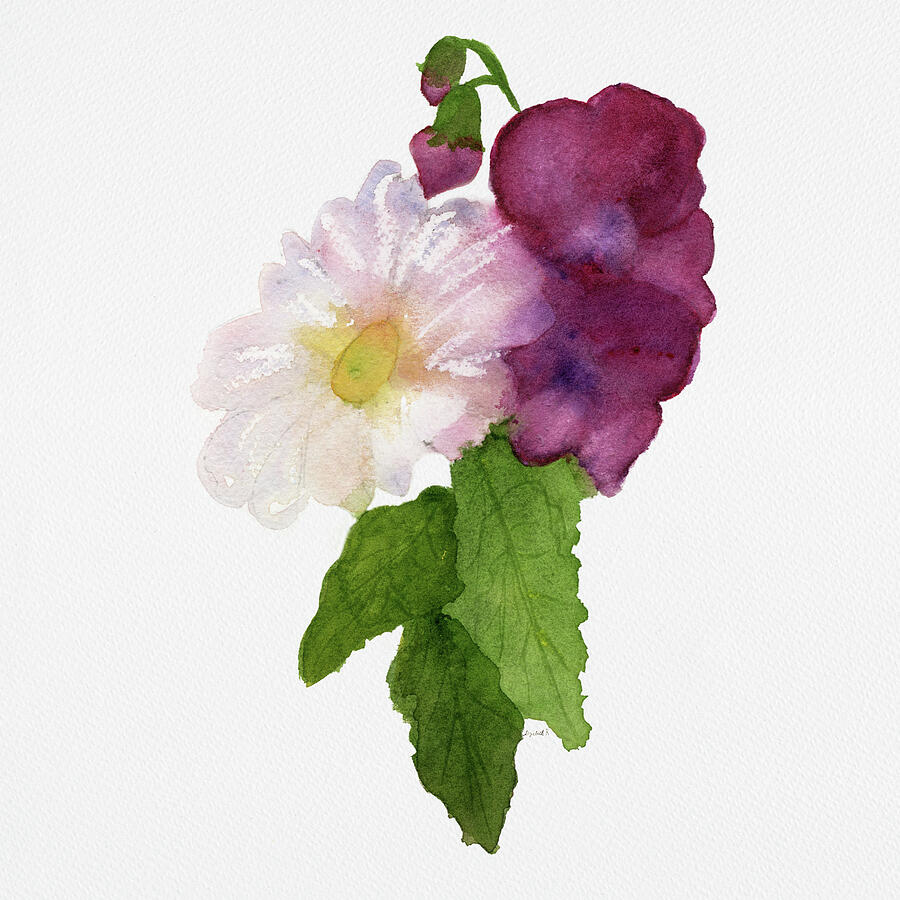 Promising Beginnings, Daisy and Sweet Peas Posy Painting by Elizabeth Reich