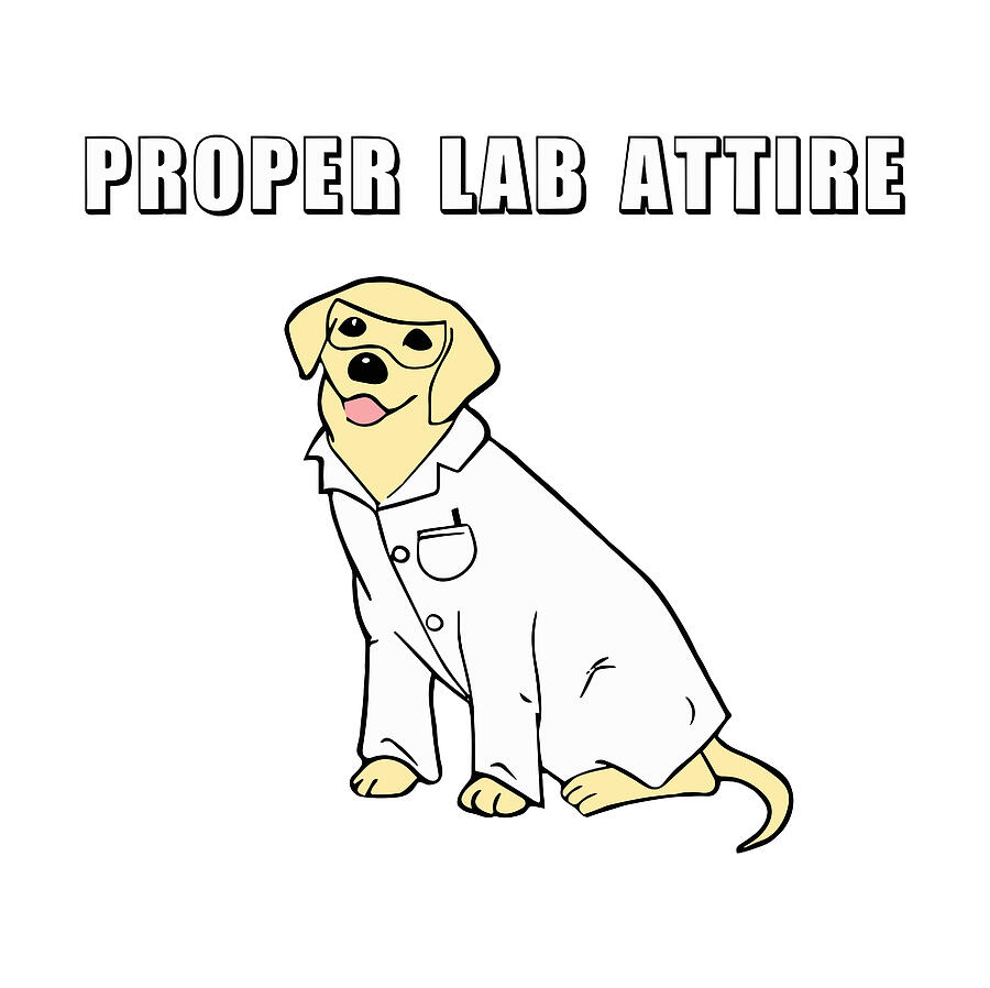 Silly Lab Dog Proper Lab Attire Funny Laboratory Dog Pun Science Digital Art by 1 ...