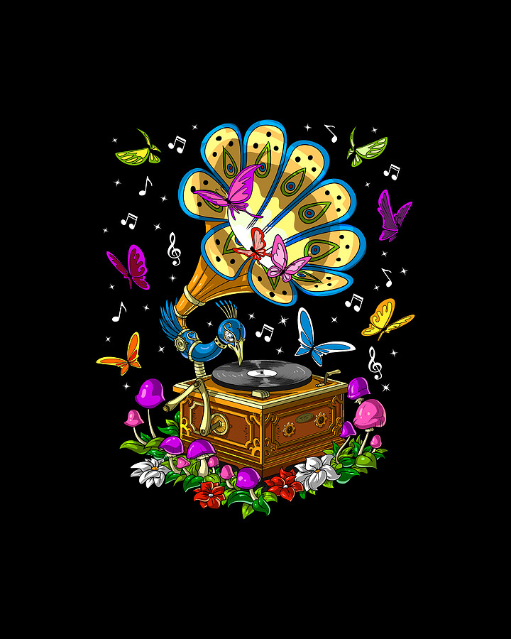 Psychedelic Gramophone Digital Art by Nikolay Todorov - Metal Posters