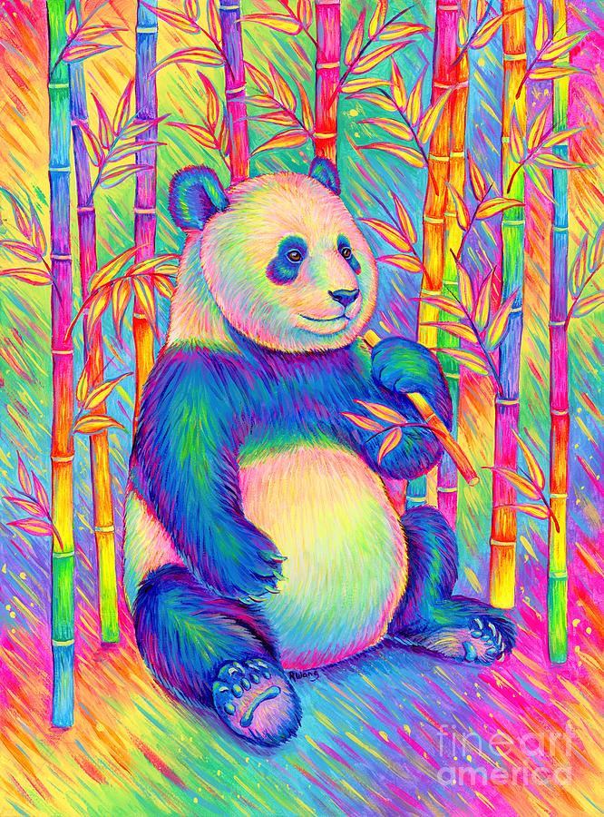 Psychedelic Rainbow Panda Painting by Rebecca Wang