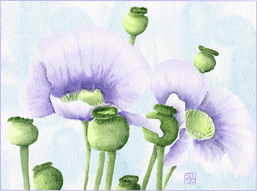 Purple Poppies in Bloom Digital Art by Snow Iris Studio