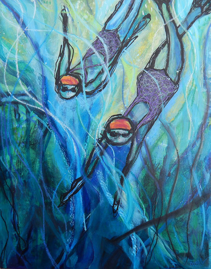 Purple Suits Mixed Media by Mary Conner
